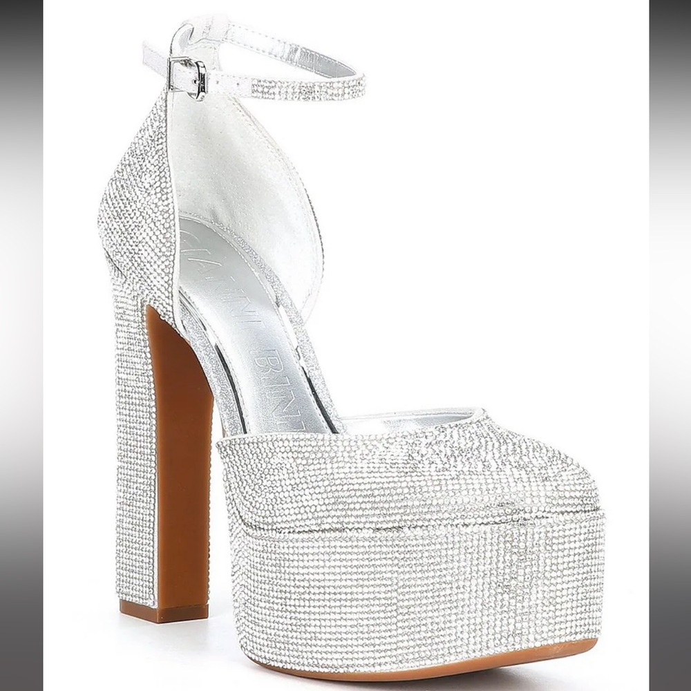 COPY - gianni bini devithree rhinestone studded platform closed dress heels